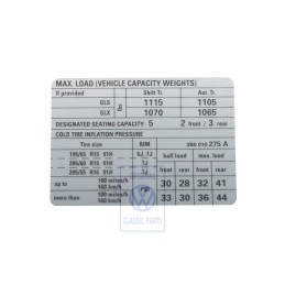 Γνήσιο VW Πινακίδα Για Πίεση Ελαστικών - 3B0010275A