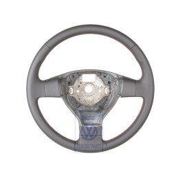 Γνήσιο VW Τιμόνι (Δέρμα) Σατινέ Μαύρο/Flash Κόκκινο - 3C0419091AGZQM