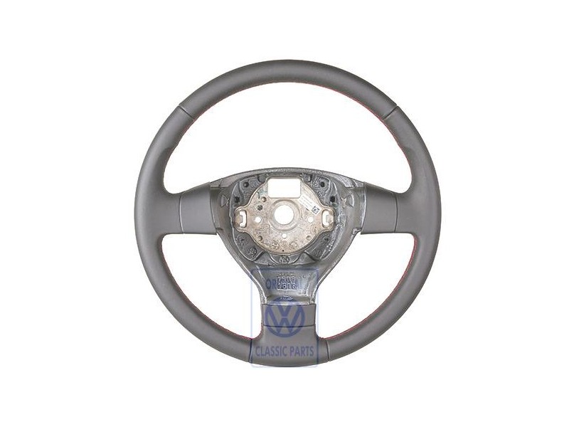 Γνήσιο VW Τιμόνι (Δέρμα) Σατινέ Μαύρο/Flash Κόκκινο - 3C0419091AGZQM