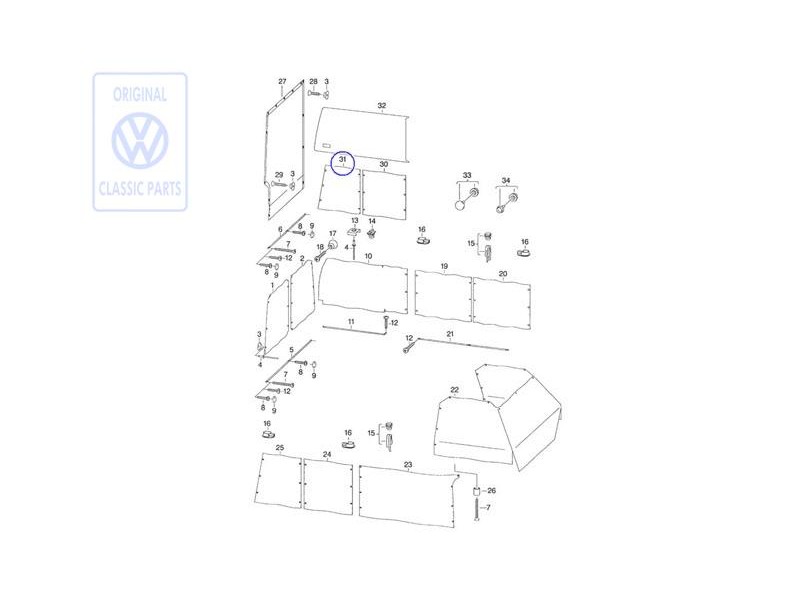 Γνήσιο VW Κουρτίνα Για Πλαϊνό Τζάμι - 701070407A