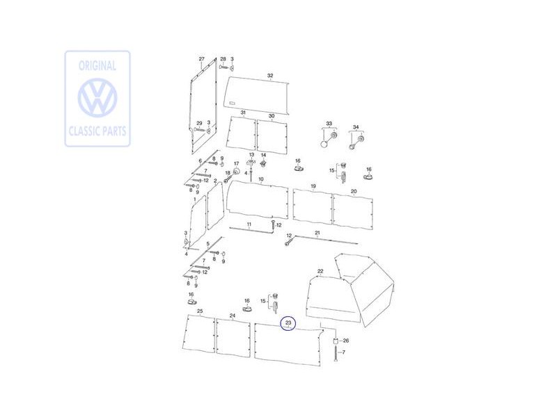 Γνήσιο VW Κουρτίνα Για Πλαϊνό Τζάμι - 701070411B