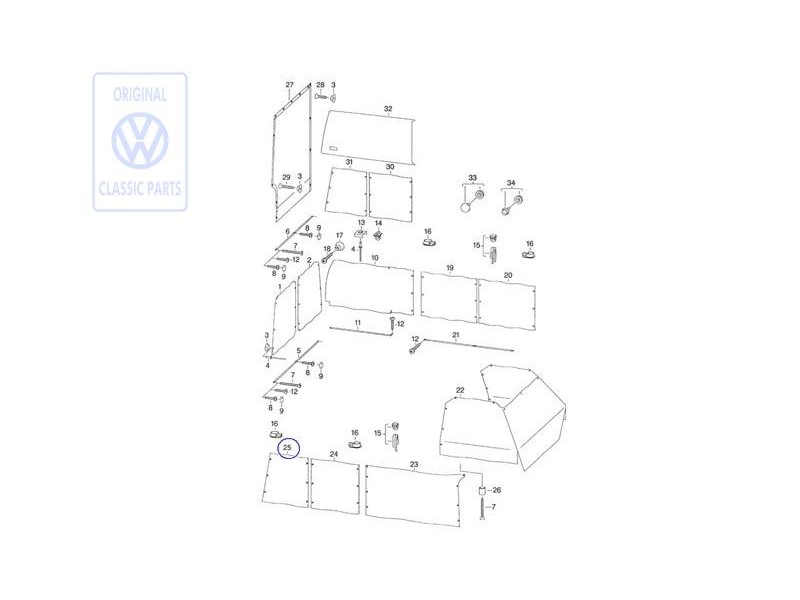 Γνήσιο VW Κουρτίνα Για Πλαϊνό Τζάμι - 701070416D