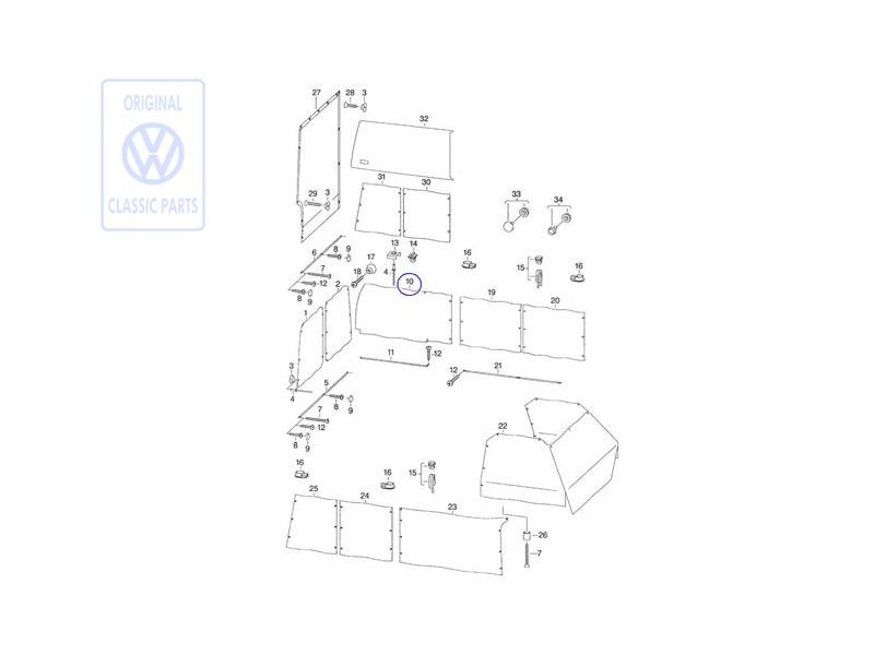 Γνήσιο VW Κουρτίνα Για Πλαϊνό Τζάμι - 701070416E