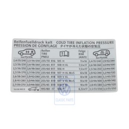 Γνήσιο VW Πινακίδα Για Πίεση Ελαστικών - 7L6010443D