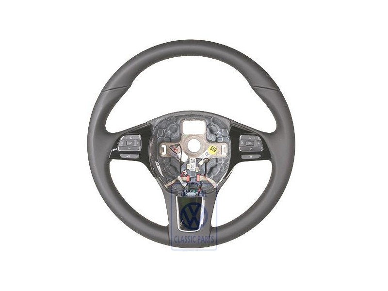 Γνήσιο VW Τιμόνι Πολλ. Λειτ. (Δέρμα) Μαύρο/Καφέ Amber - 7P6419091G ADJ