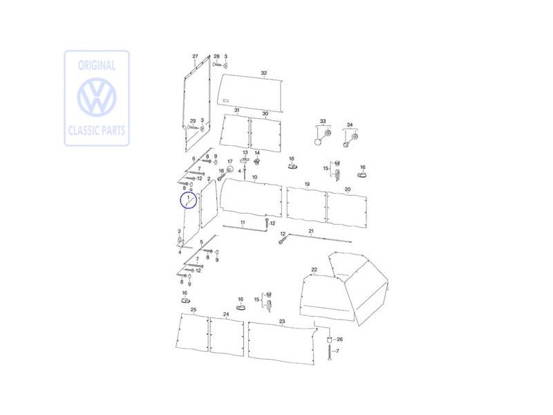 Γνήσιο VW Κουρτίνα Πίσω Τζαμιού - 701070400F