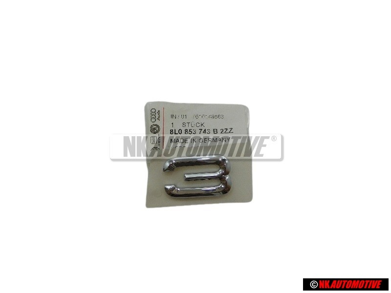 Γνήσιο Audi 3 Οπίσθιο Σήμα Έμβλημα Χρωμέ - 8L0853743B 2ZZ