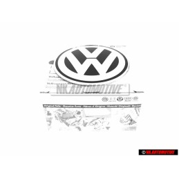 Γνήσιο VW Οπίσθιο Σήμα Έμβλημα Μάυρο Χρωμέ - 1C0853630K WV9