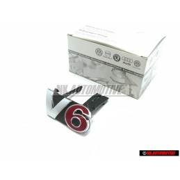Γνήσιο VW V6 Εμπρόσθιο Σήμα Έμβλημα Μάσκας Χρωμέ Κόκκινο - 1J5853679A GQF