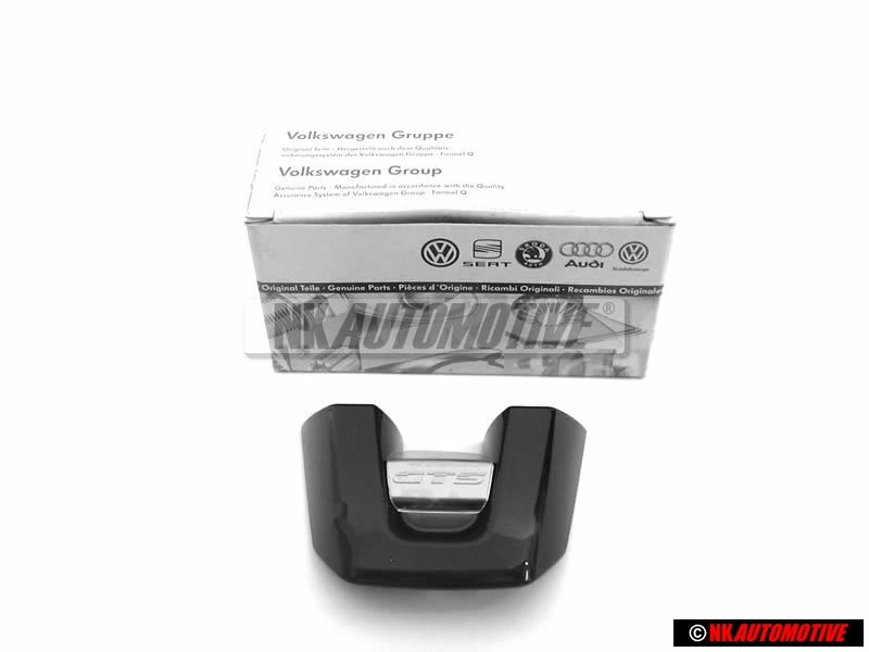 Γνήσιο VW GTS Πλακέτα Σήμα Έμβλημα Τιμονιού Μάυρο Aλουμίνιο - 1K8419685E AZV