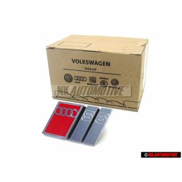 Γνήσιο Audi S6 Εμπρόσθιο Σήμα Έμβλημα Μάσκας Χρωμέ Κόκκινο - 4A5853736C 2ZZ