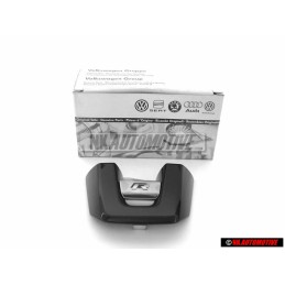 Γνήσιο VW R Πλακέτα Σήμα Έμβλημα Τιμονιού Μάυρο Aλουμίνιο - 5K0419685N POP