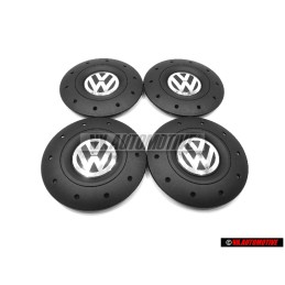 4x Γνήσιο VW Διακοσμητικό Καπάκι Τροχού Σατινέμαύρο/Γυαλ.Χρώμιο - 7H0601151B RVB