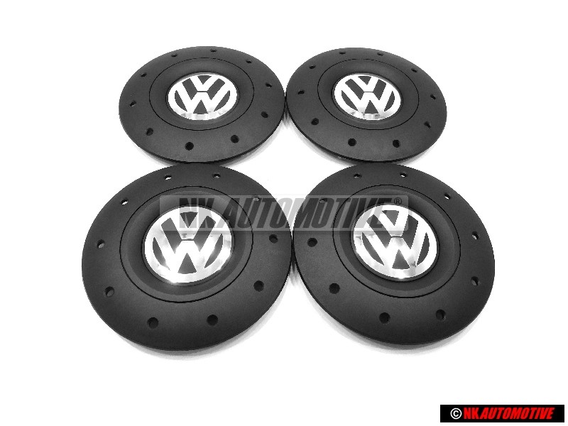 4x Γνήσιο VW Διακοσμητικό Καπάκι Τροχού Σατινέμαύρο/Γυαλ.Χρώμιο - 7H0601151B RVB