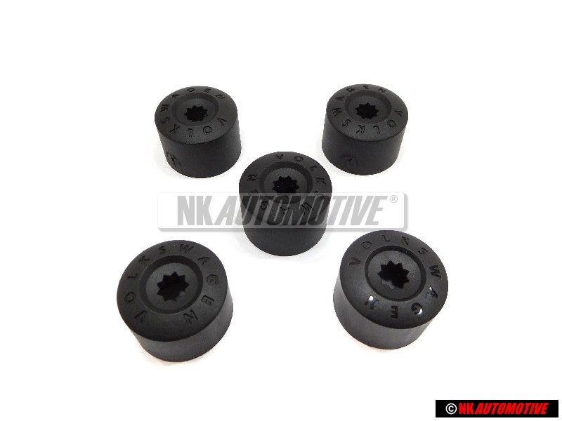Γνήσιο VW ΣΕΤ 4xWheel Nut Bolt Cap & 1x Locking Cap - Golf MK5/6/7 Scirocco MK3