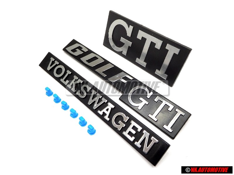 Γνήσιο VW ΣΕΤ Front Rear Badges Emblems with Fixing Clips - Golf MK1 GTI
