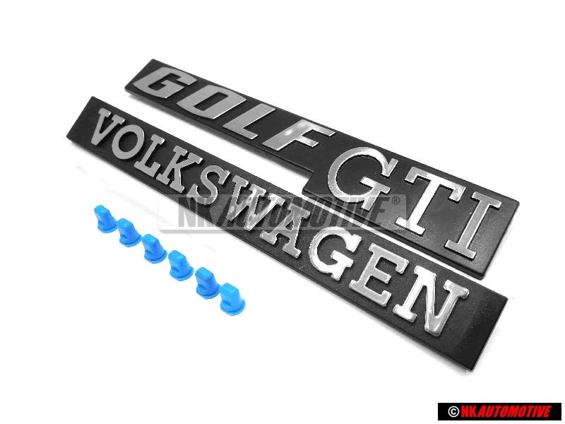 Γνήσιο VW ΣΕΤ Rear Badges Emblems with Fixing Clips - Golf MK1 GTI
