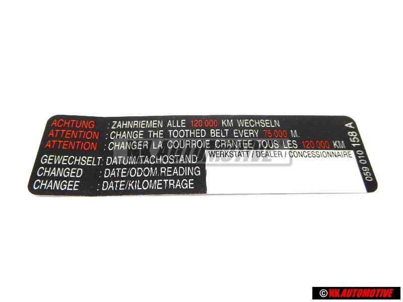 Γνήσιο VW Πινακίδα 'Προσοχή' Ιμάντες Κάθε...... Km/M Να Αντικ.. 