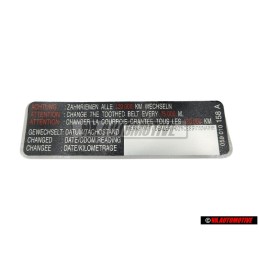 Γνήσιο VW Πινακίδα 'Προσοχή' Ιμάντες Κάθε...... Km/M Να Αντικ.. 