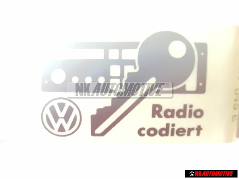 Γνήσιο VW Πινακίδα 'Κωδικοπ Ραδιοφών' - 357010049E