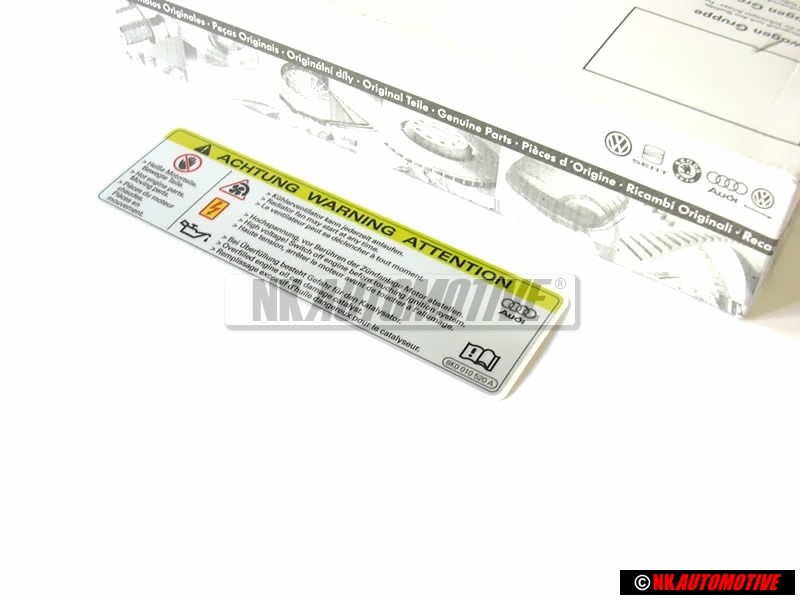 Γνήσιο VW Πινακίδα 'Προσοχή' Υψ. Τάση Σβήστε Κινητήρα - 8K0010520A