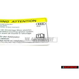 Γνήσιο VW Πινακίδα 'Προσοχή' Υψ. Τάση Σβήστε Κινητήρα - 8K0010520A