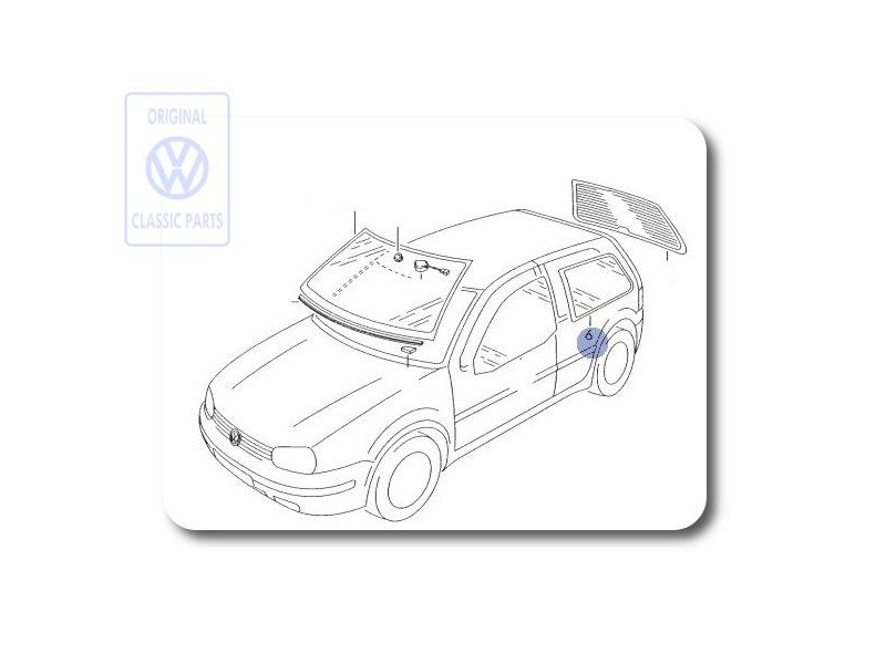 Γνήσιο VW Πλευρικό Τζάμι - 1J6845041