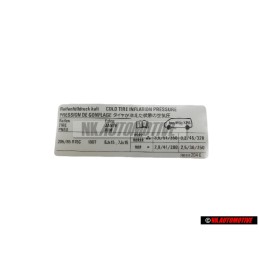 Γνήσιο VW Πινακίδα Για Πίεση Ελαστικών - 7D0010204E