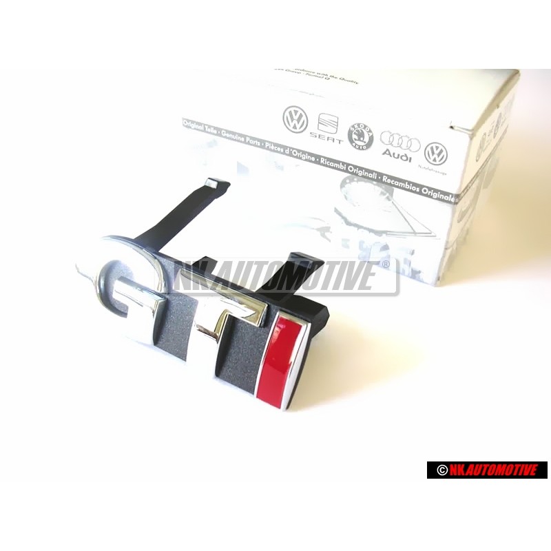 Γνήσιο VW GTI Εμπρόσθιο Σήμα Έμβλημα Μάσκας Χρωμέ Κόκκινο - 6E0853679C KTP