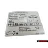 Γνήσιο VW Πινακίδα Για Πίεση Ελαστικών - 1T0010644G