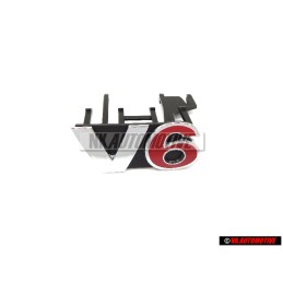Γνήσιο VW V6 Εμπρόσθιο Σήμα Έμβλημα Μάσκας Χρωμέ Κόκκινο - 1J6853679E GQF