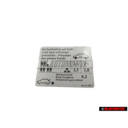 Γνήσιο VW Πινακίδα Για Πίεση Ελαστικών - 1Q0010381T