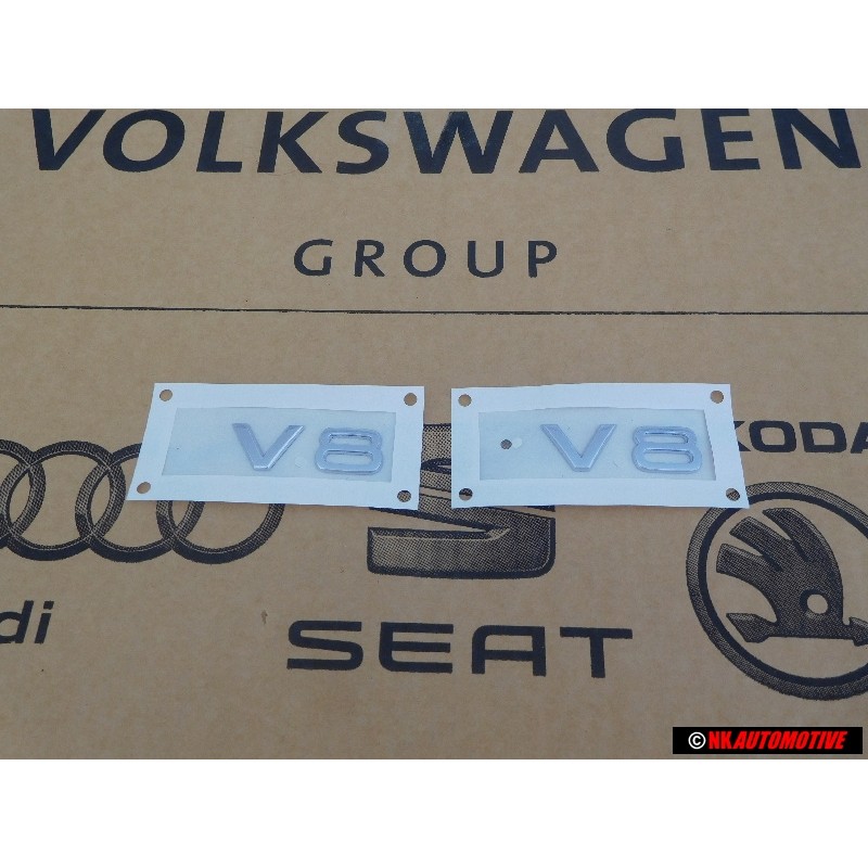 2x Γνήσιο Audi V8 Πλαϊνό Σήμα Έμβλημα Χρωμέ - 8E0853601B