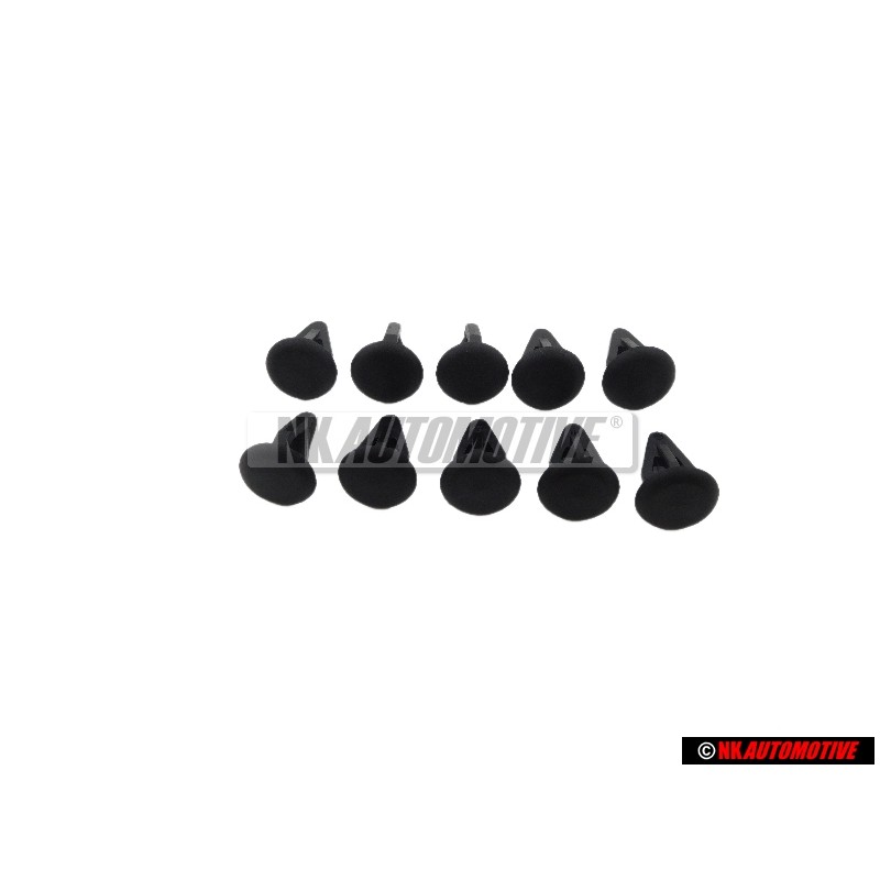 10x Γνήσιο VW Κλιπ Σατινέ Μαύρο - 801867299 01C