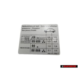 Γνήσιο VW Πινακίδα Για Πίεση Ελαστικών - 6Q0010300F