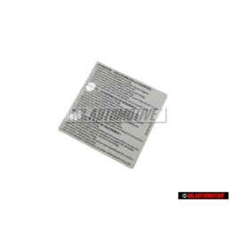 Γνήσιο VW Πινακίδα -Προσοχη- Το Όχημα Διαθέτει Αερόσακο. 