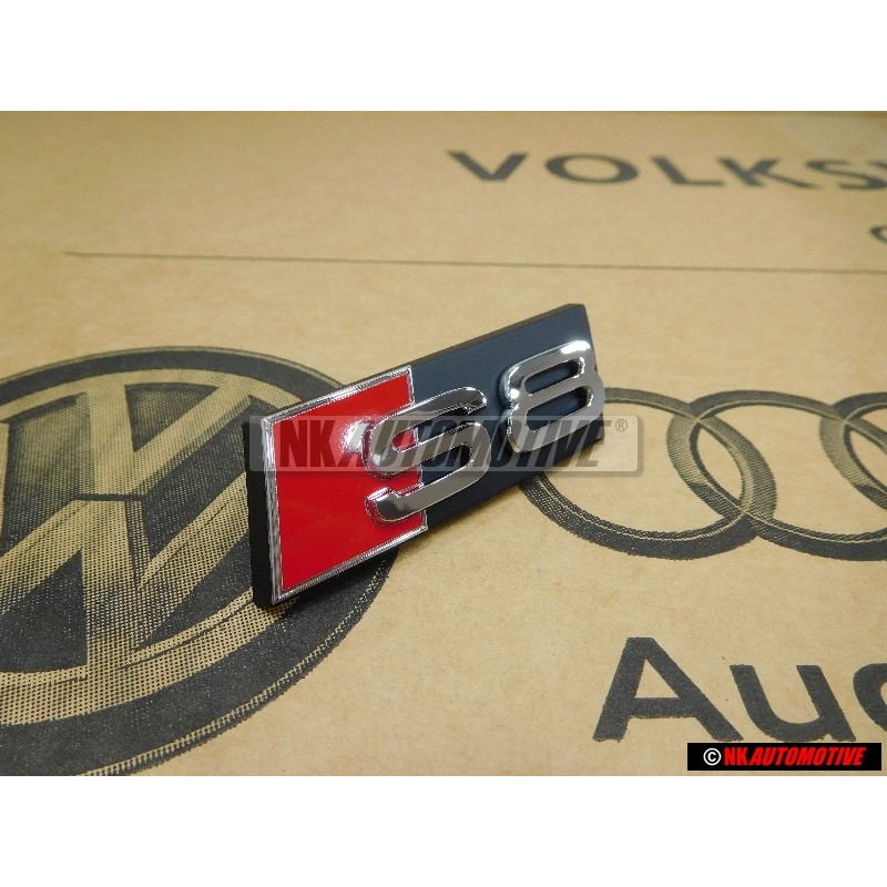 Γνήσιο Audi S8 Εμπρόσθιο Σήμα Έμβλημα Μάσκας Μάυρο Χρωμέ Κόκκινο - 4E0853740