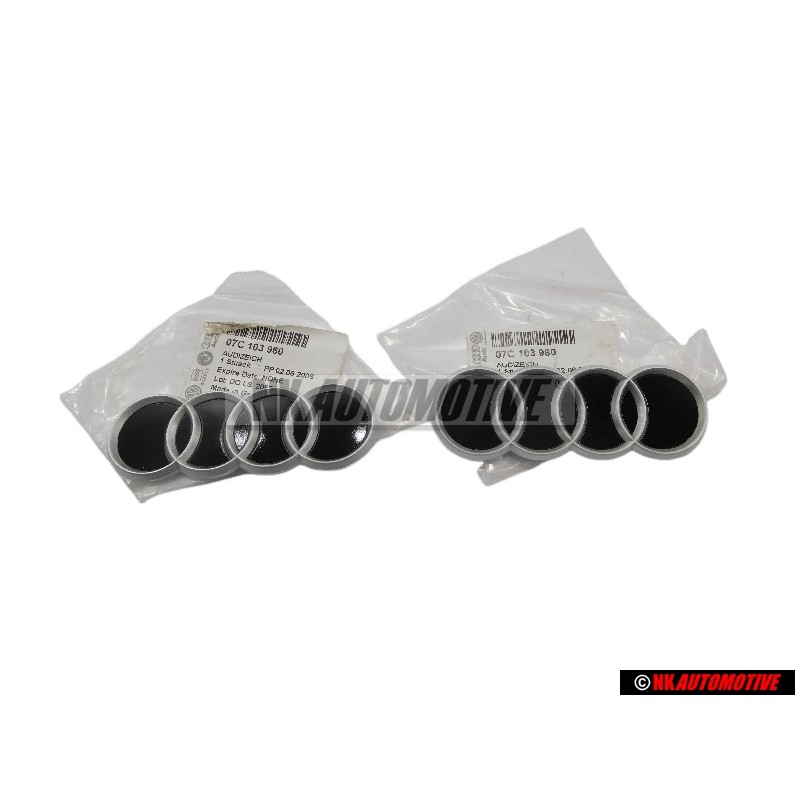 2x Γνήσιο Audi Σήμα Έμβλημα Κάλυψης Κινητήρα Μάυρο Χρωμέ - 07C103960