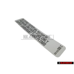 Γνήσιο VW Πινακίδα 'Αμόλυβδη Super' Premium Unleaded Fuel Only - 034010006C