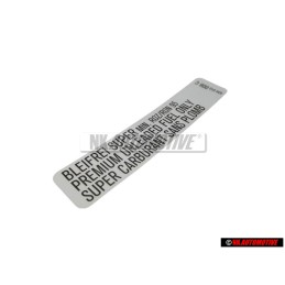Γνήσιο VW Πινακίδα 'Αμόλυβδη Super' Premium Unleaded Fuel Only - 034010006C