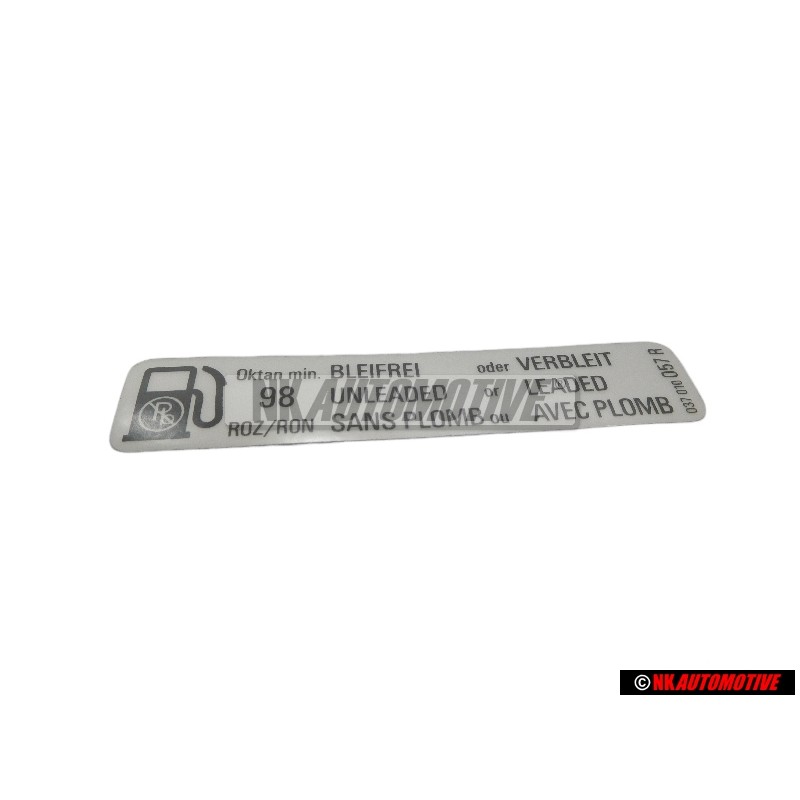 Γνήσιο VW Πινακίδα Bleifrei Unleaded Sans Plomb - 037010057R