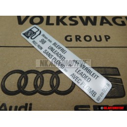 Γνήσιο VW Πινακίδα Bleifrei Unleaded Sans Plomb - 037010057R