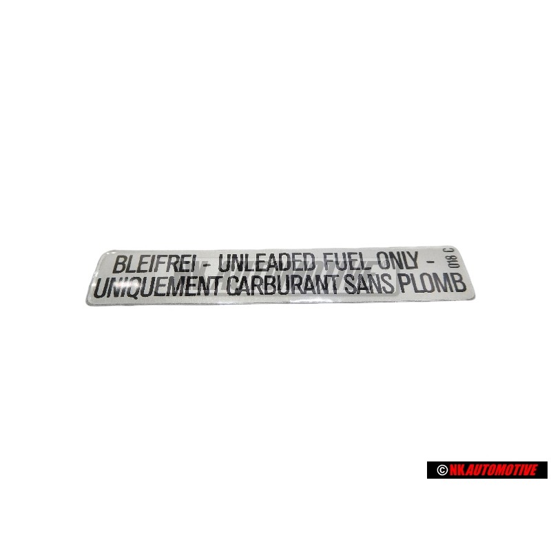 Γνήσιο VW Πινακίδα 'Unleaded' Fuel Only / Uniquement - 000010018C