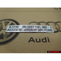 Γνήσιο VW Πινακίδα 'Unleaded' Fuel Only / Uniquement - 000010018C