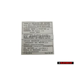 Γνήσιο VW Πινακίδα Υπόδειξης - 171000301B