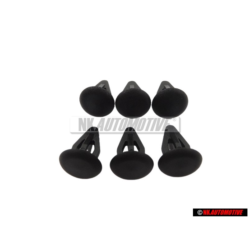 6x Γνήσιο VW Κλιπ Σατινέ Μαύρο - 801867299 01C