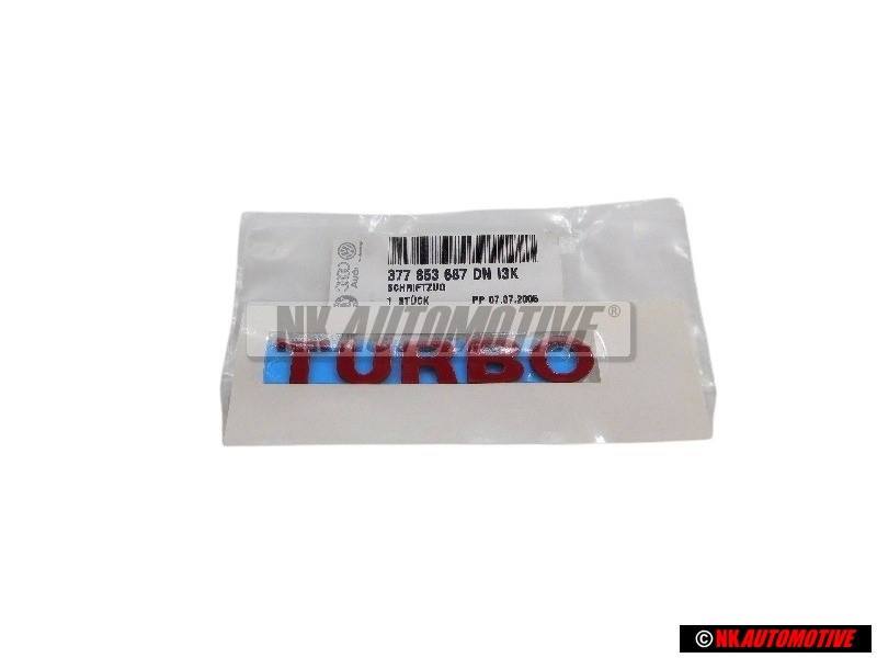 Γνήσιο VW TURBO Πλαϊνό Σήμα Έμβλημα Κόκκινο - 377853687DNI3K