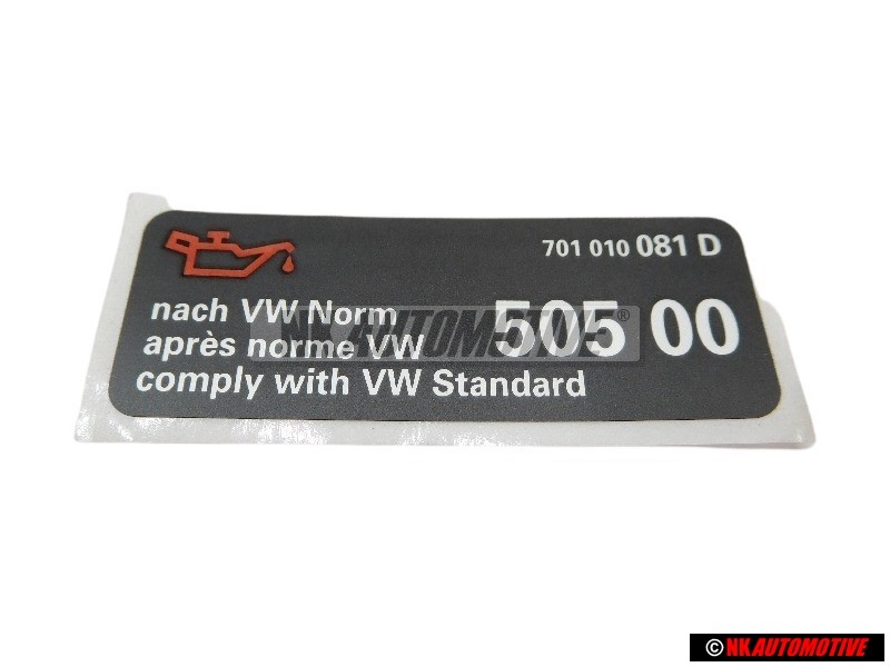 Γνήσιο VW Πινακίδα 'Λάδι Σύμφωνα Με Πρότυπο Vw' - 701010081D