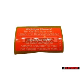 Γνήσιο VW Πινακίδα Προσοχή: Σε Στάθμη Λαδιού Πάνω Από Μέγ. 