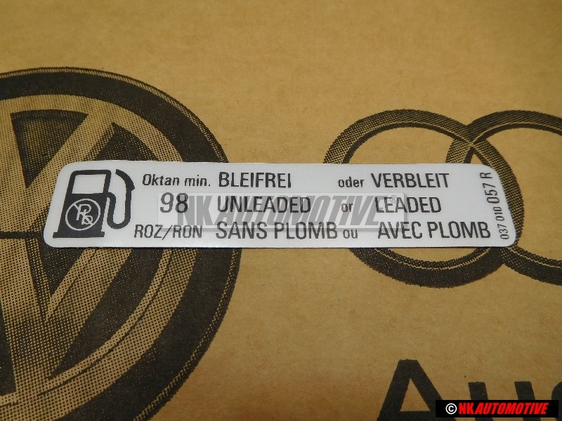 Γνήσιο VW Πινακίδα Bleifrei Unleaded Sans Plomb - 037010046S
